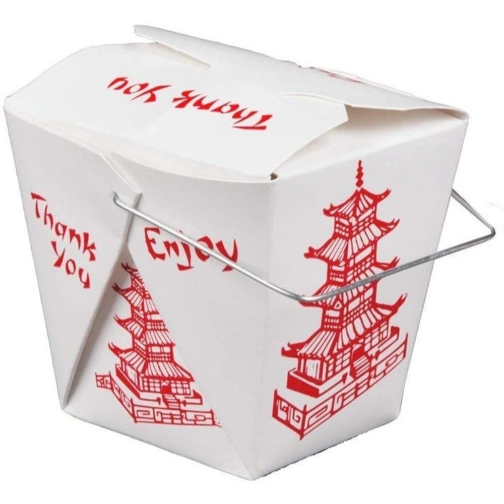 NWT Pack of 100 Chinese Take Out Boxes Pagoda, 32 oz.